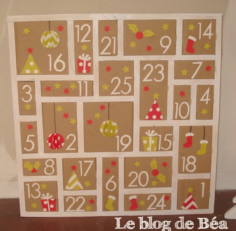 DIY calendrier de l'Avent en bois de palette et carton de récupération