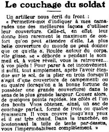 Couchage du soldat