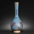 A rare Junyao purple-splashed <b>pear</b>-<b>shaped</b> <b>vase</b>, Yuan Dynasty