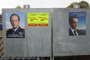 campagne présidentielle campagne présidentielle 2012 panneau affichage Avranches François Hollande Nicolas Sarkozy