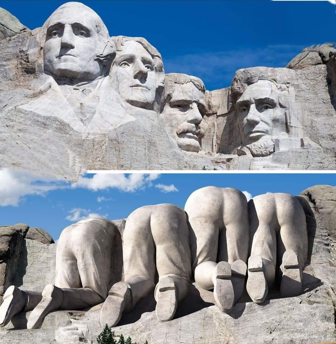 Mont Rushmore, devant, derrière