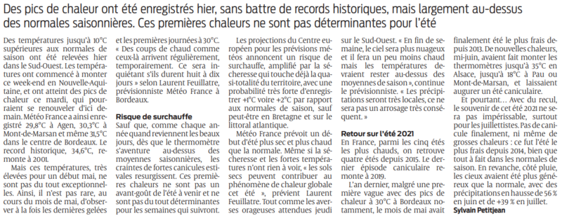 2022 05 11 SO Dans le Sud-Ouest 10 degré C au dessus des normales de saison3
