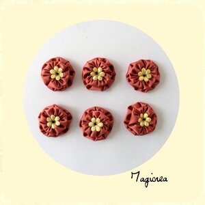 lot de 6 fleurs double yoyo marron clair 3cm 2