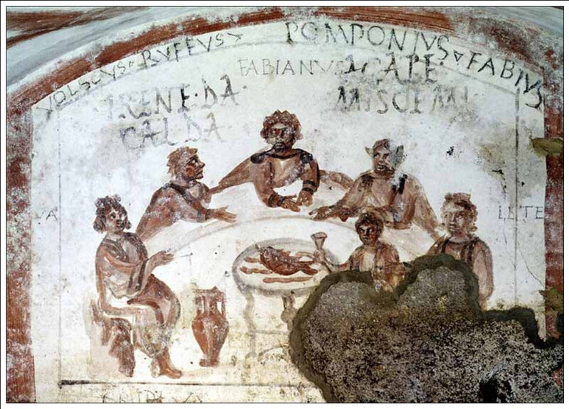 Banquet céleste, Catacombe Rome