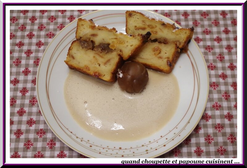Pudding de pain perdu aux marrons glacés, crème anglaise à la châtaigne-6570