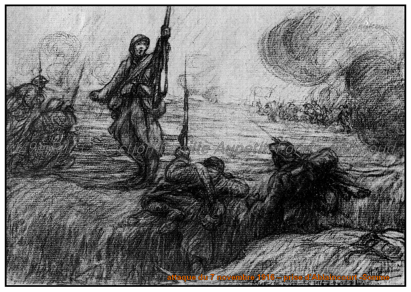 Dessin Hippolyte Journoud- attaque du 7 novembre 1916