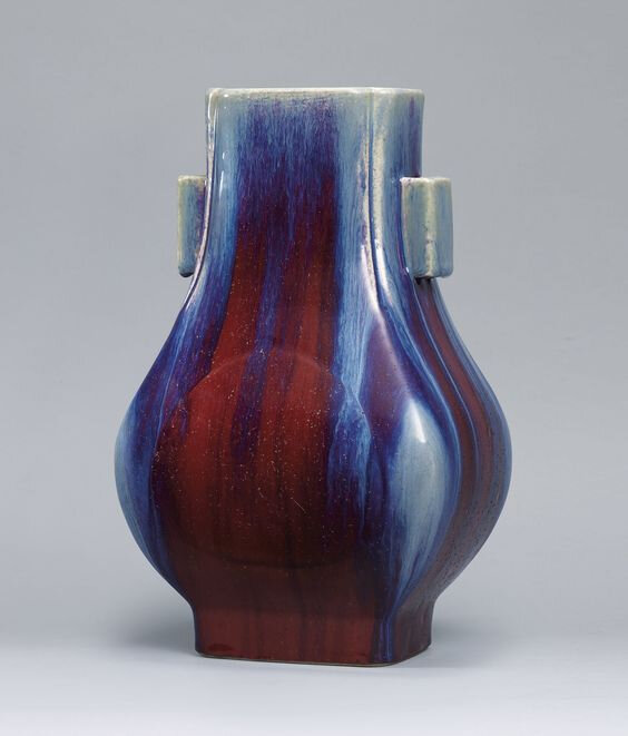 A flambe-glazed vase, Qianlong incised six-character seal mark and of the period (1736-1795)