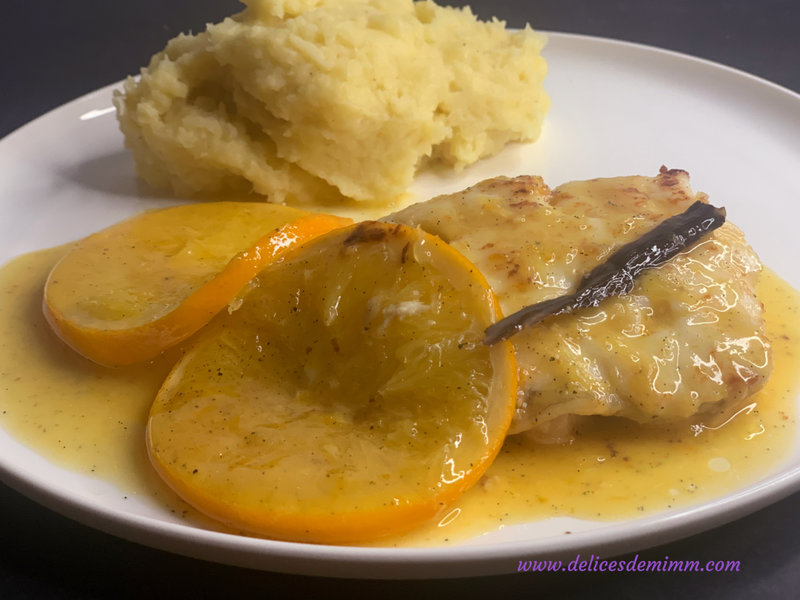 Dos de cabillaud au beurre d’orange vanillé et purée de panais 3