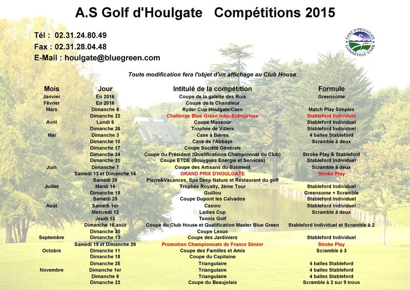 Compétitions golf d'Houlgate 2015