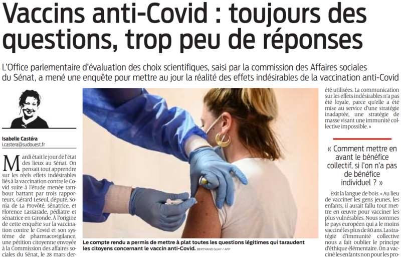 2022 05 27 SO Vaccins anti-Covid toujours des questions trop peu de réponses