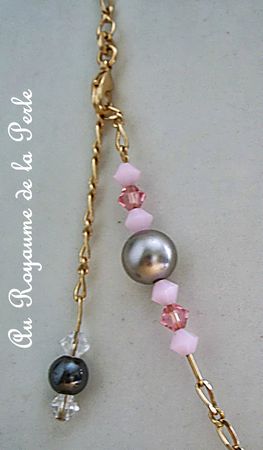 Collier rose plaqué or et perles de Majorque 4a