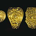 Three Celtic gold <b>finger</b> <b>rings</b>, circa late 4th century B.C. 