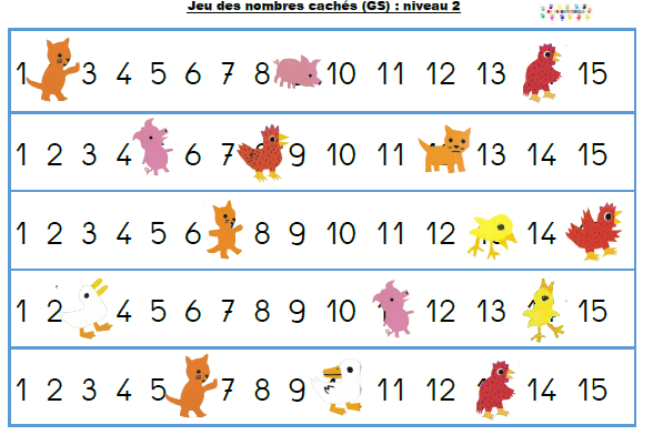 jeu des nombres cachés niveau 2 GS