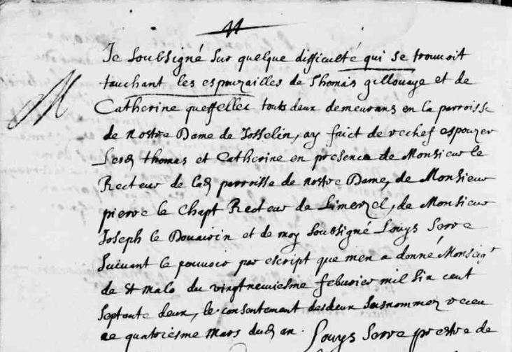 1672 le 4 mars mariage de Catherine Queffellec et Thomas Gillouaye_1