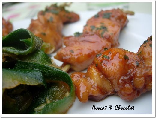 brochettes yakitori et ses courgettes