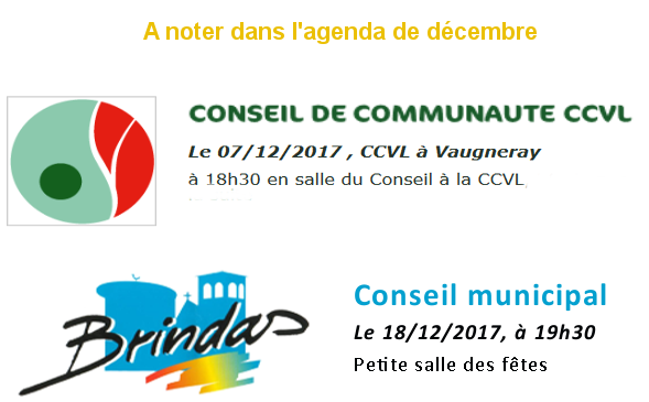 A noter dans l'agenda Déc 17