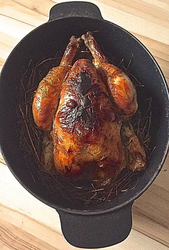 poulet rôti au foin