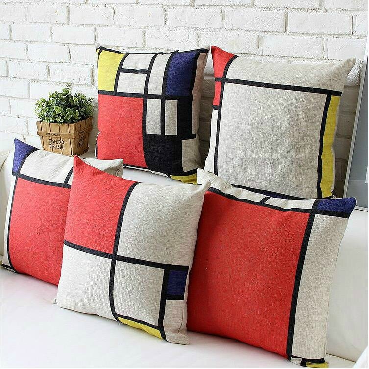 NEW-England-Mondrian-Geometric-Plaid-Pillow-Cushion-Home-Decorative-Thick-Cotton-Linen-Pillow-sofa-cushions