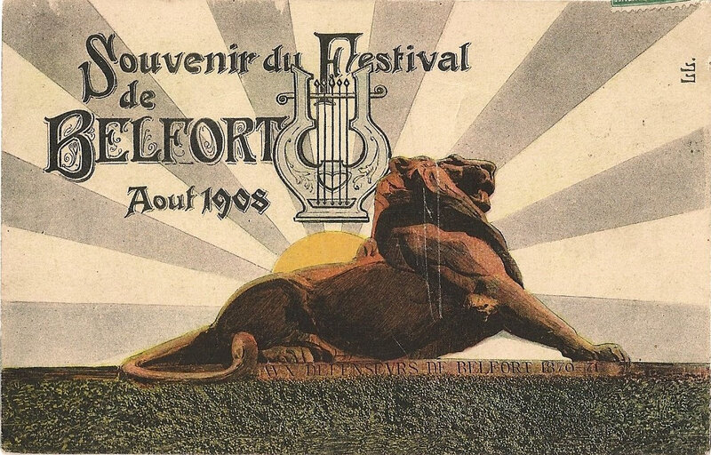 Belfort 1908 08 15 & 16 CPA 1 Souvenir Lion