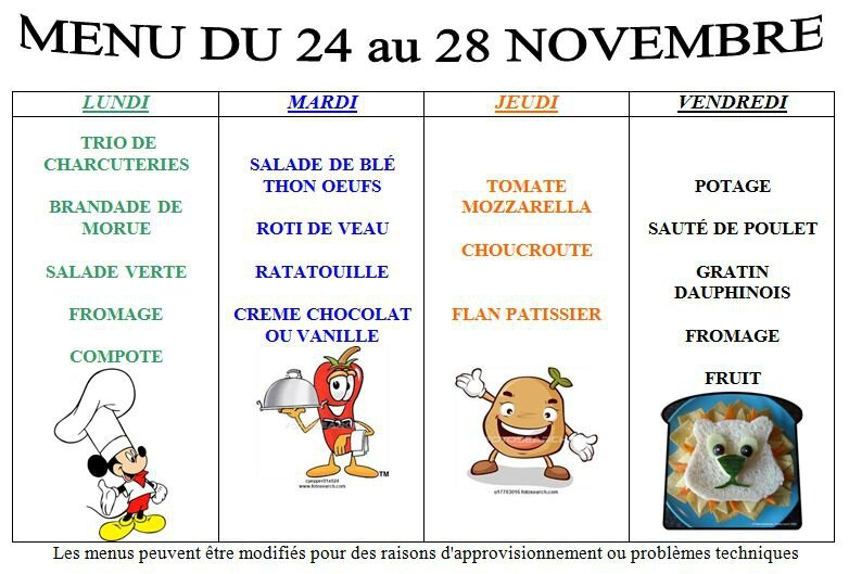 35 - Menus du 24 au 28 novembre