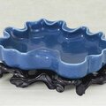 A small <b>blue</b>-glazed 'Lotus leaf' washer, <b>Daoguang</b> <b>seal</b> <b>mark</b> <b>in</b> <b>underglaze</b>-<b>blue</b> <b>and</b> <b>of</b> <b>the</b> <b>period</b> (1821-1850)
