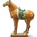 A sancai-glazed pottery figure of a horse, Tang dynasty