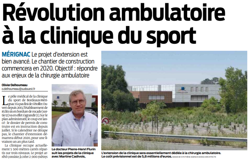 2019 09 14 SO Révolution ambulatoire à la clinique du sport