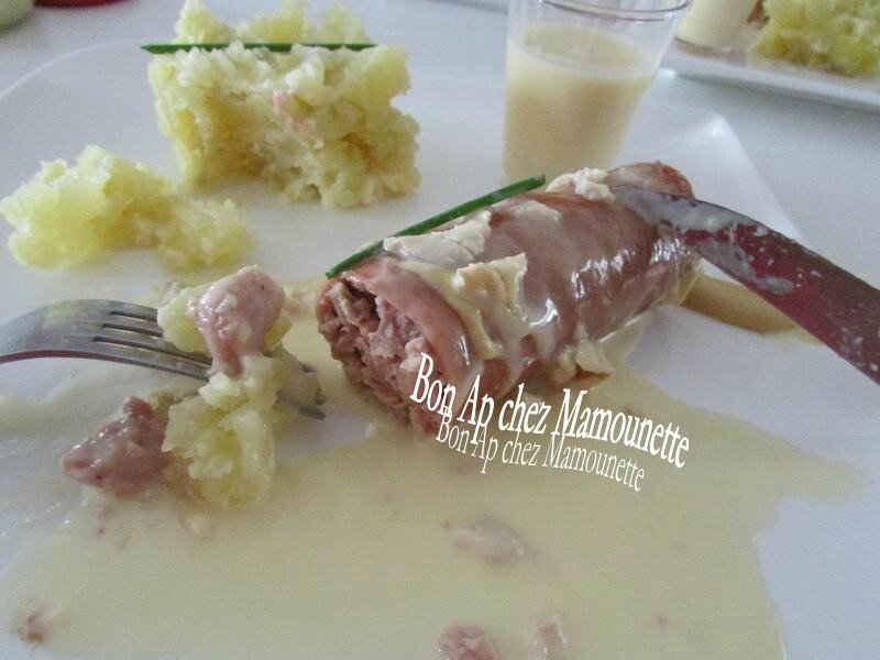 Andouillettes à la sauce camembert et son écrasé de pdt 026