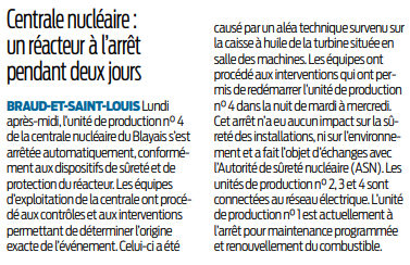 2018 07 26 SO Arrêt d'un réacteur à la centrale
