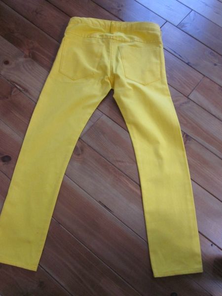 Jeans slim HOMME en toile de coton jaune - 4 poches - 5 passants - bringuette à boutons (7)