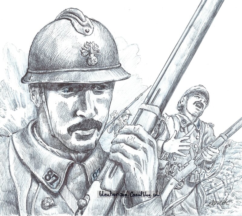 dessin michel-1917-Attaque 87 ème RI