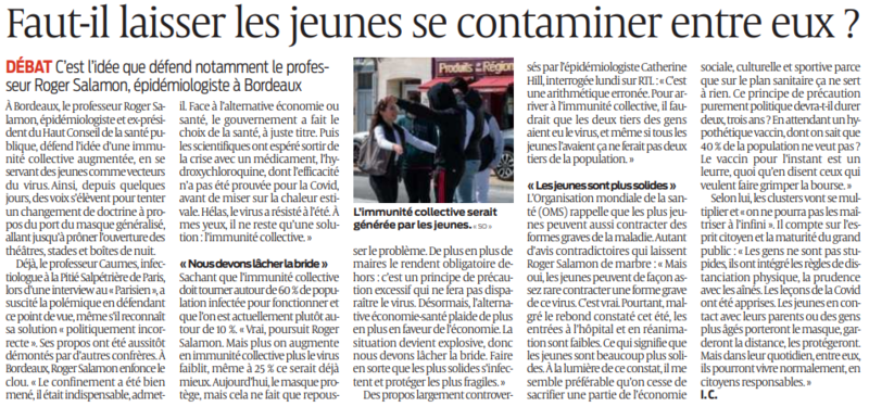 2020 08 06 SO Faut il laisser les jeunes se contaminer entre eux