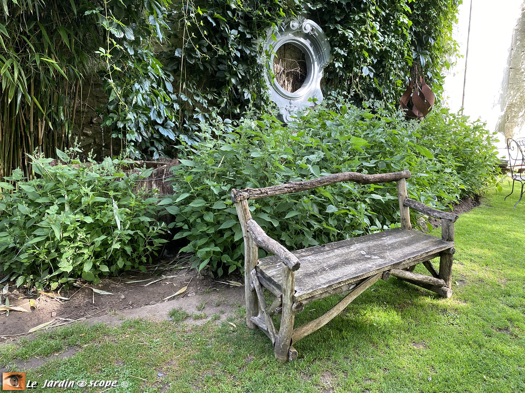Banc 2 places en rondins - Jardin de Roquelin (41)