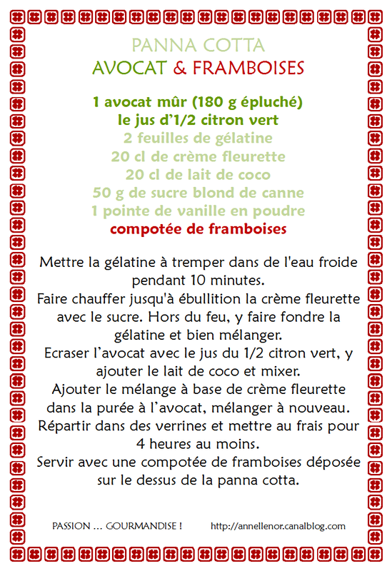 Panna cotta avocat & compotée de framboises_fiche