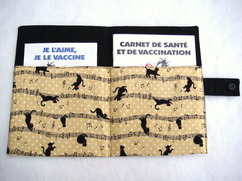 Protège carnet chats noir partitions musique intérieur