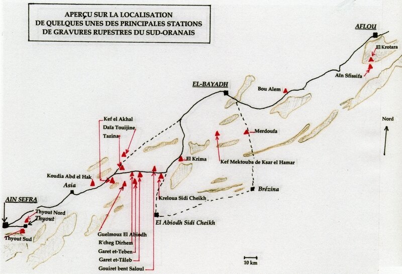 Carte des gravures préhistoriques du Sud-oranais Par Michel-georges bernard — Travail personnel, CC BY-SA 3