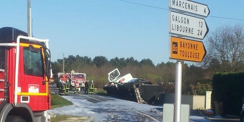 Accident d'un camion citerne en Gironde