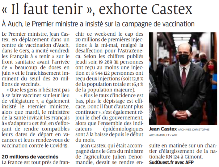 2021 05 15 SO Il faut tenir exhorte Castex