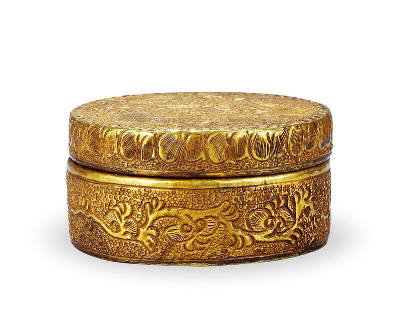 A Parcel-Gilt Stone Box And Cover, Liao Dynasty, 907-1125