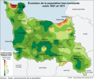 INSEE carte population démographie Basse-Normandie 1851 1911