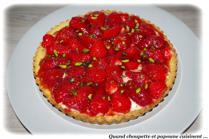 tarte aux fraises crème pâtissière et pâte sucrée à la pistache-123