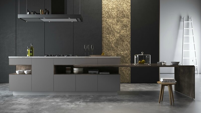 gold-panel-kitchen-black-cabinetry-grey-benchtop