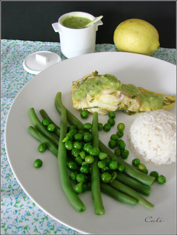 Abadèche Vapeur à la Menthe & au Curcuma, Haricots Verts & Coulis de Petits Pois 004