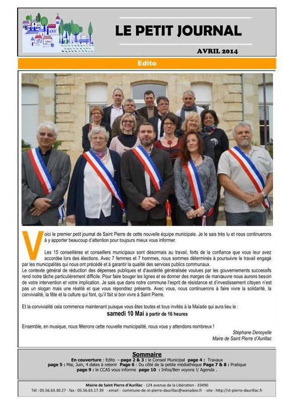 Saint-Pierre-d'Aurillac - LE PETIT JOURNAL Avril 2014 couverture