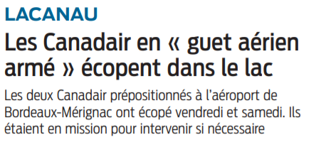 2021 04 26 SO Lacanau les canadair en guet aérien armé écopent dans le lac