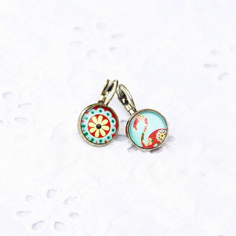 coralie 9 petites boucles d'oreilles flamant rose fleurs jaunes saumon turquoise @louiseindigo (6)