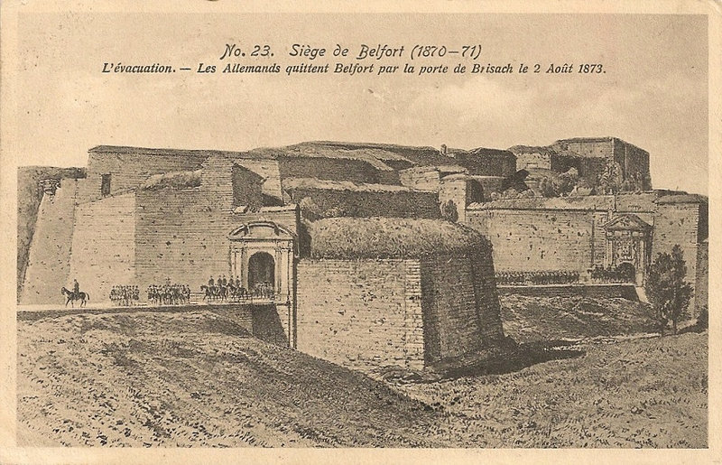 CPA Belfort Siège Départ prussiens 2 août 1873