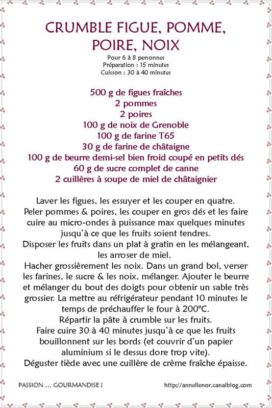 Crumble figue, pomme, poire & noix_fiche