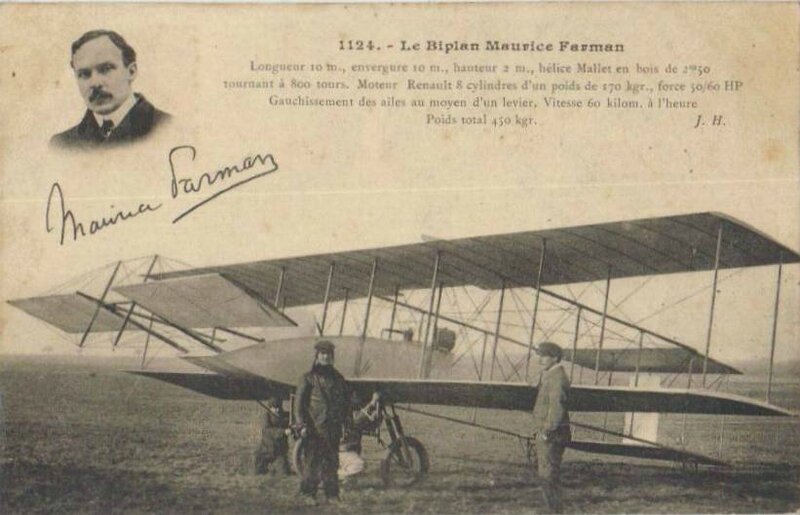 CPA Biplan Maurice Farman