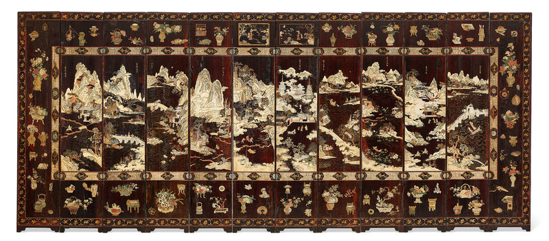 A very rare twelve-panel coromandel lacquer screen